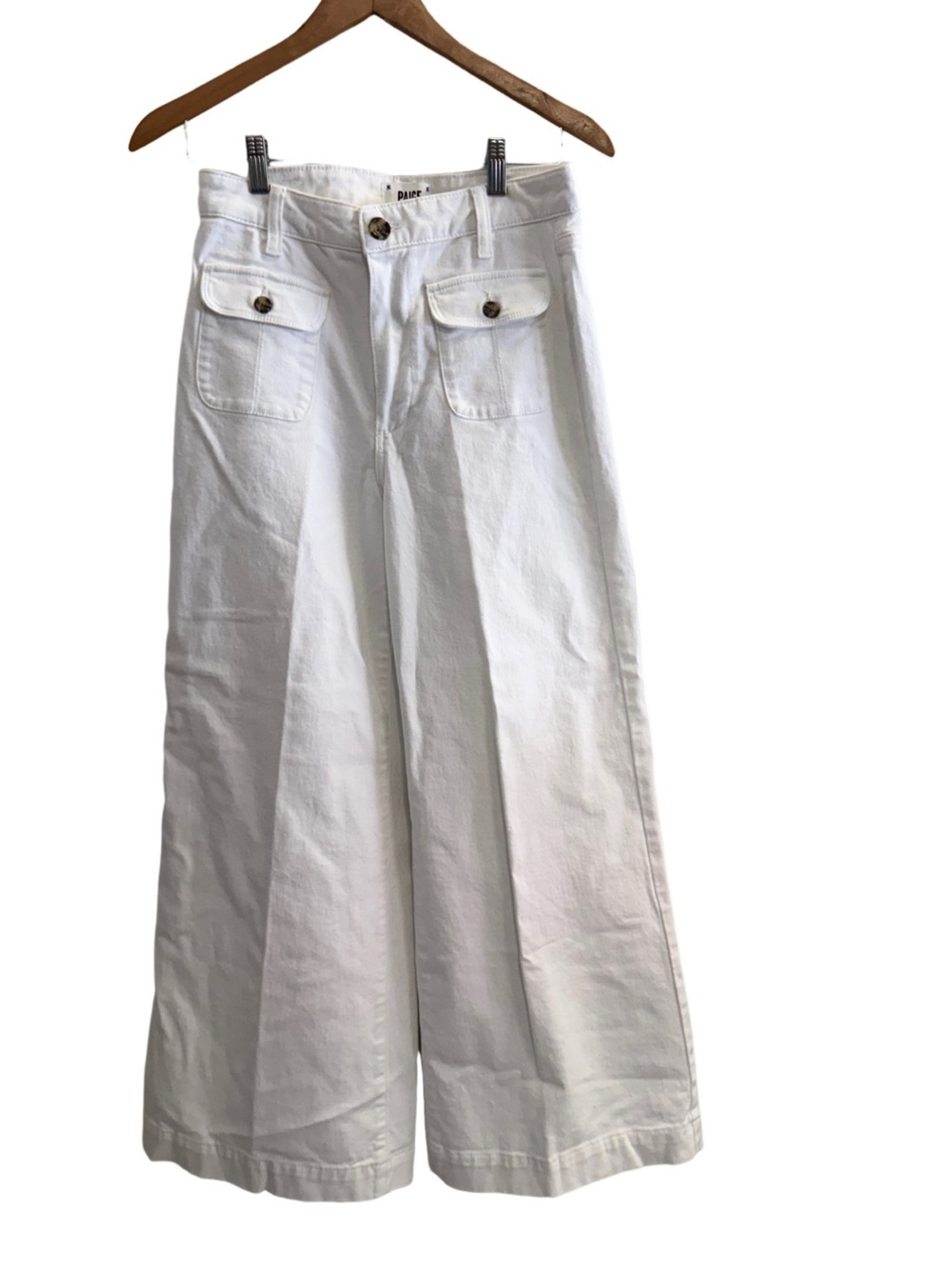 PAIGE Harper Ankle Pants With Patch Pockets White Size 28 - Picture 2 of 9